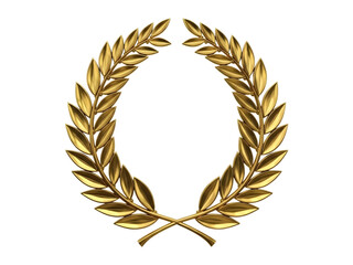 Golden laurel wreath isolated on transparent background