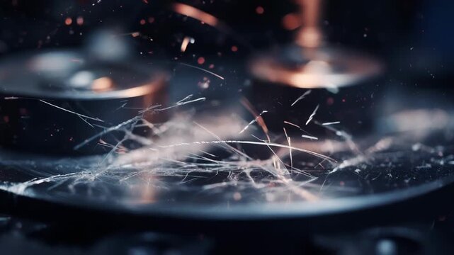 Focused medium shot capturing delicate chromium alloy microcasting on a microscopic scale revealing precise artistic metal craftsmanship.