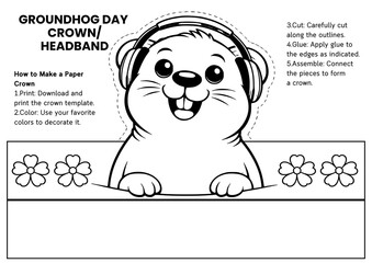 Groundhog Day headband and crown craft templates for kids! DIY coloring hats perfect for classroom crafts, bulletin boards, and fun February activities. Great for winter-to-spring themes and easy prin