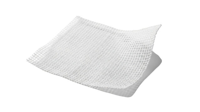 White gauze pad folded on black background medical