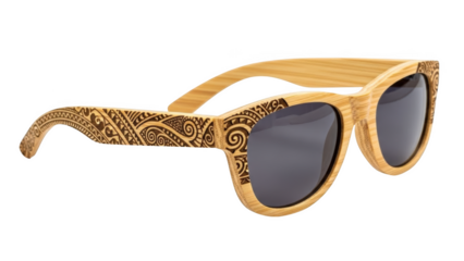 Wooden sunglasses with tribal pattern engraving bamboo