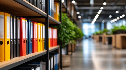Modern Archive Room with Colorful Folders for Government Procurement Projects