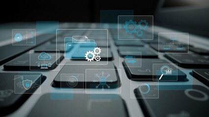 Digital business infrastructure with data system, analytics, sync. System management improves access, system management ensures performance, and system management supports digital operations. Marrow