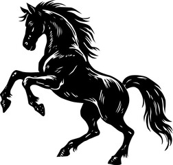 2026 Year of the Horse Lunar New Year Traditional Woodcut Style Horse