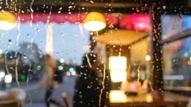 Rainy Day Cafe: Paris View Through Wet Window, Cozy Interior