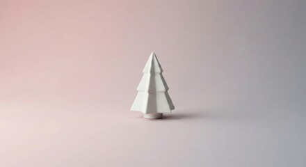 Elegant Minimalist White Holiday Tree Decoration on a Soft Pastel Gradient Background
