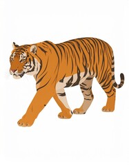 Fototapeta premium Majestic Tiger Strolling - A Striking Illustration of a Powerful Predator in its Natural Habitat.