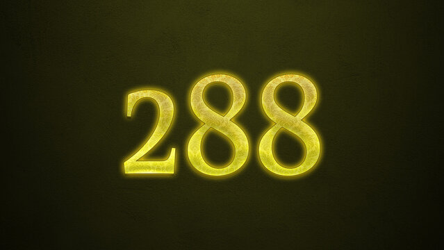 Neon glowing yellow number of 288 on dark background.
