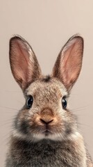 Obraz premium cute bunny portrait vertical, minimal background, soft light, friendly mood