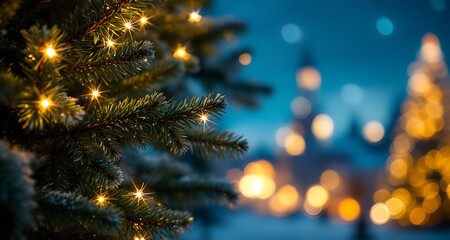 Festive Light Tree Christmas Background