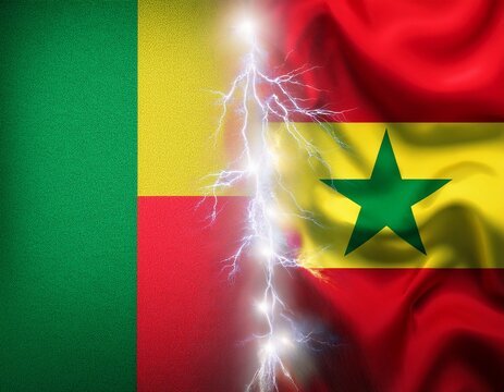 thunder lightning with benin and senegal flag on each side