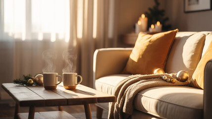 Cozy New Year Lifestyle Scene At Home With Morning Light