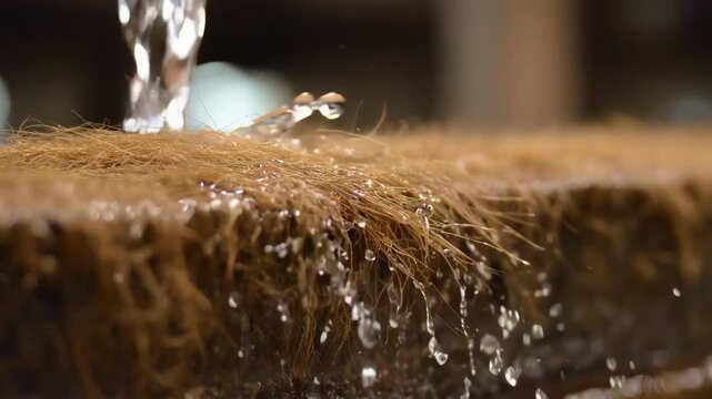 Waterassisted fur shearing shown in a wet environment capturing the process of using water to soften fur fibers for smoother safer shearing.