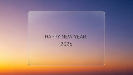 Happy new year 2026 greeting card with sunset background