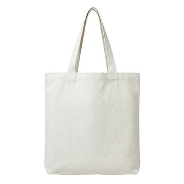 Blank white canvas tote bag mockup isolated