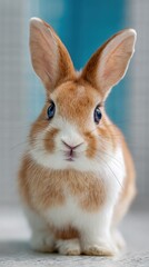 Obraz premium cute bunny portrait, vertical orientation, soft light, clean background, friendly mood