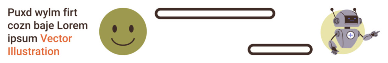 Fototapeta premium Communication, technology, robotics, digital interaction, artificial intelligence, connection. happy face with lines connecting to a robot. Communication and technology concept