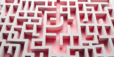 Intricate paper maze viewed from above, showing complex pathways and dead ends,  geometric,   crease