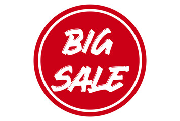 Red big sale round sticker label fold over with shadow.