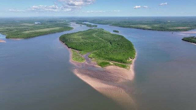 Parnaiba Delta At Araioses In Maranhao Brazil. Nature Scenery. Brazilian Delta Of The Americas. Parnaiba Delta At Maranhao. Winding River. Beach Landscape. Vacations Travel. Brazil Northeast.
