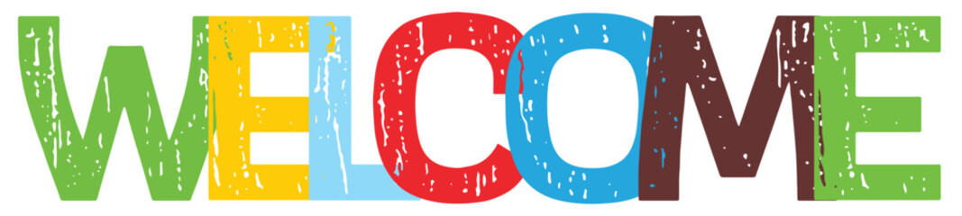 Welcome with overlapping letters vector icon