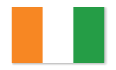 Ivory Coast national flag in flat style. Vector flat background.