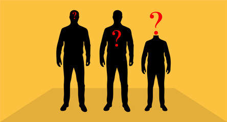 Businessman standing in front question mark signs concept. Business concept vector illustration.