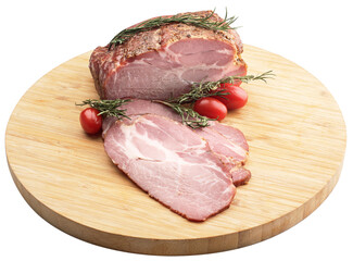 Pork smoked ham slices with spices