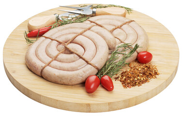 raw homemade sausage with spices for frying 