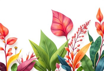 Abstract flat style botanical foliage, futuristic plant elements, isolated on white background ,  graphic,  elements