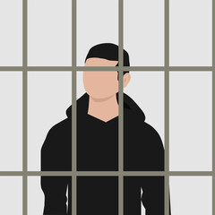 Political prisoner behind bars, symbol of repression and lack of freedom.