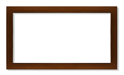Rectangular picture frame. Old wooden frame, vintage style, with empty space and isolated transparent background with png.