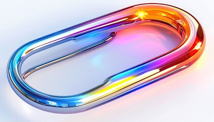 3D rendered, iridescent loop, glossy and reflective on white background