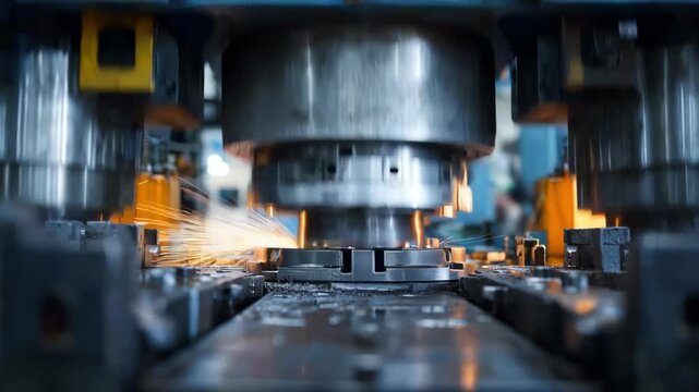 Industrial closeup of workers operating closeddie forging machines emphasizing highpressure stamping for complex accurate metal components.