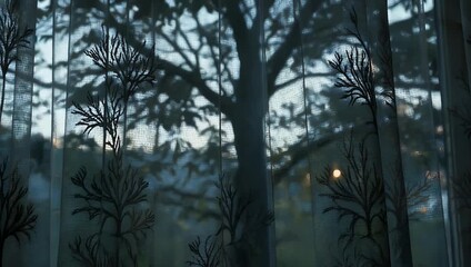 soft 4k footage displaying mysterious shifting shadows of tree branches on window curtain creating cinematic mood perfect for mes involving suspense isolation reflective moments or quiet emotional
