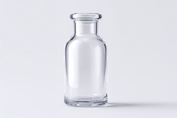 Empty clear glass bottle isolated on white background