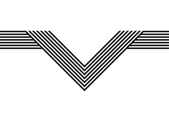 Vector pattern of black broken parallel lines on a white background in retro style. Triangular frame in the center with space for text. Base for covers, advertising, posters, labels. design element