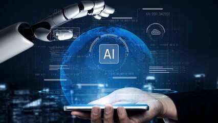 AI system interacting with artificial intelligence interface, processing data, executing algorithms, and enhancing automation with advanced artificial intelligence functions. Marrow