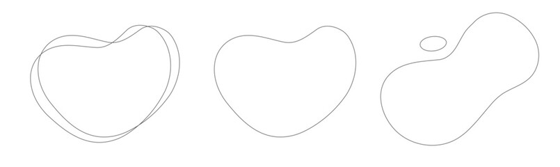 Fluid abstract soft line stroke simple shapes hand drawn doodle design vector icon for title text copy space blobs set, liquid irregular spots curve templates decoration modern trendy kids style