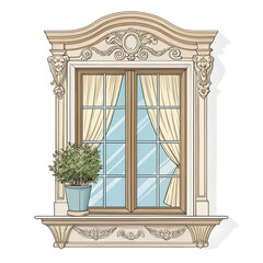 Elegant Window Design with Plant