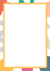 Frame background for a4 border paper layout vector kids childish style illustration, cute school poster for copy space text modern comic design, vertical fun baby birthday party flyer image