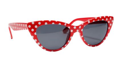 Red and white polka dot cat eye sunglasses eyewear