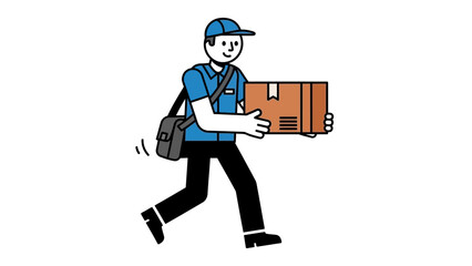 Delivery person in uniform carrying a package, conveying logistics and shipping services