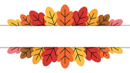 Autumn leaves garland isolated on white background