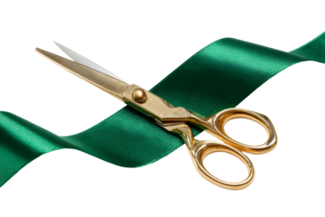 scissors on green background