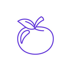 Fresh Apple Fruit Icon. Thin Line Illustration of Whole Apple with Leaf, Pictogram of Organic Food, Healthy Diet and Natural Nutrition, Symbol of Orchard Harvest and Farm Produce.