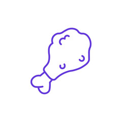 Chicken Drumstick Icon. Thin Line Illustration of Crispy Fried Chicken Leg with Bone, Pictogram of Fast Food Snack, Barbecue Meal and Culinary Cuisine, Symbol of Meat Dish and Comfort Food.
