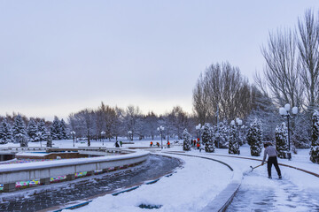 Obraz premium 10 December 2025, Al Farabi Avenue, First President's Park, Almaty City Kazakhstan
