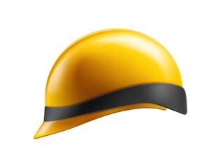 Fototapeta premium Yellow hard hat with black band protective headgear yellow featuring a sturdy design and a prominent black band