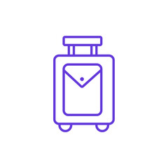 Suitcase Icon. Thin Line Illustration of Travel Luggage with Pocket, Pictogram of Travel Bag, Vacation Trip and Holiday Journey Essentials, Symbol of Tourism, Packing and Adventure.
